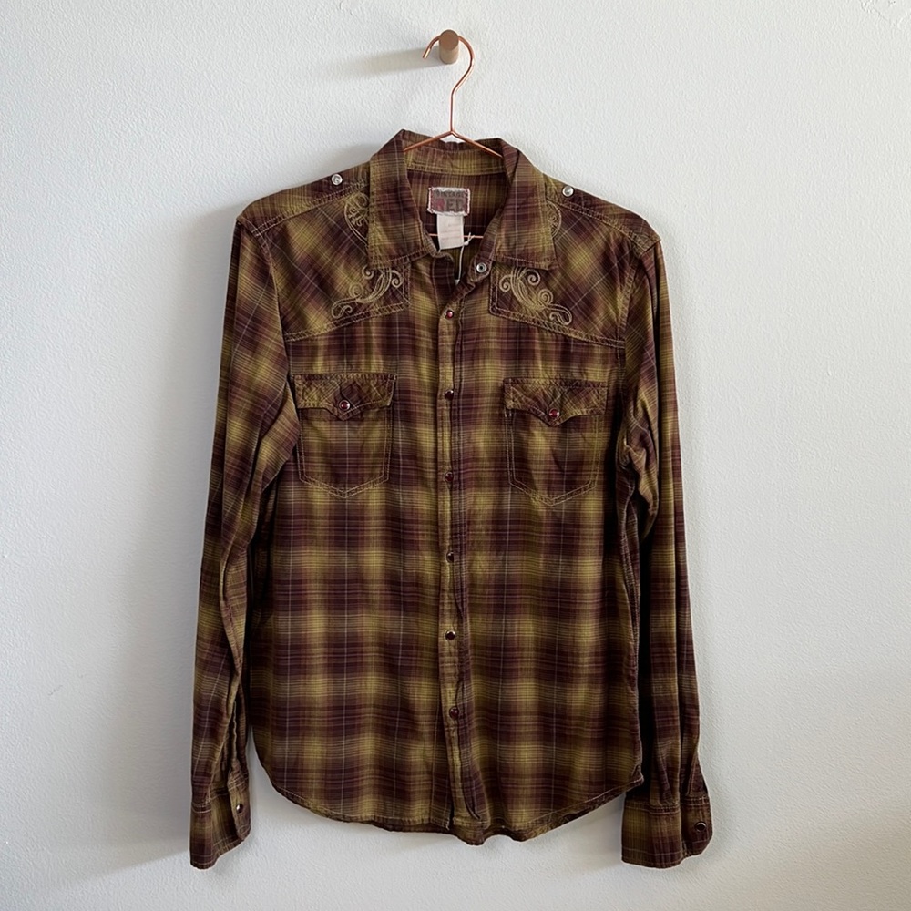 Vintage Red Western Long Sleeve Woven - Mens Large